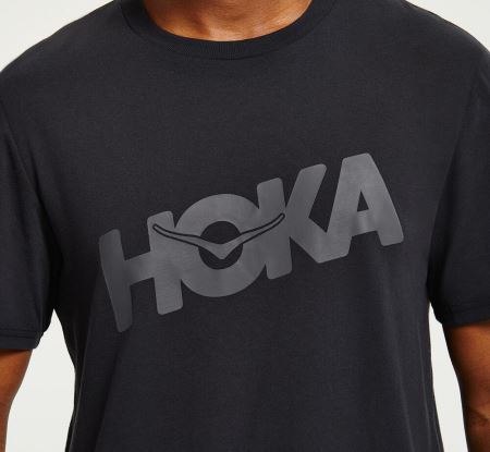 Hoka One One Brand Tee - Top Barbati Negrii | RO-xc4RGam